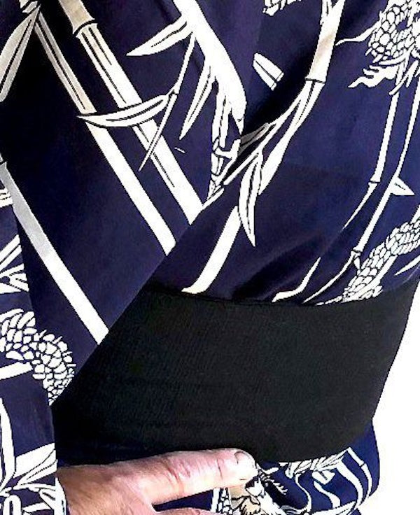 Obi Yukata Kimono One Touch Belt – Black Cotton with Integrated Velcro – Made in Japan