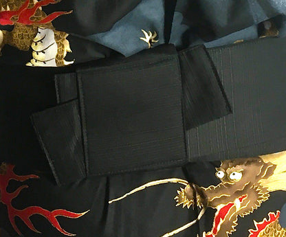 Obi Yukata Kimono One Touch Belt – Black Cotton with Integrated Velcro – Made in Japan