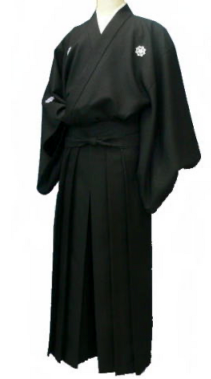 Samurai Kimono Set "Ryomaden" Black Polyester Size 2L– HandMade in Japan