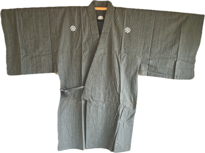 Traditional Samurai Hangi Jacket Ryoma Sakamoto Cotton Gray Size 2L HandMade in Japan