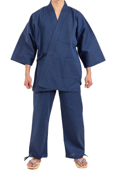 Sashiko Samue Cotton Superior – Navy / Brown / Gray – Made in Japan