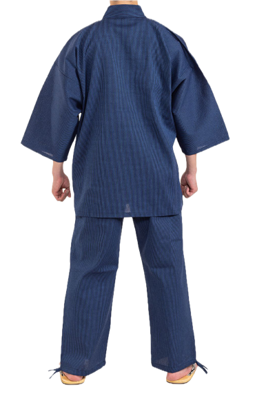 Sashiko Samue Cotton Superior – Navy / Brown / Gray – Made in Japan