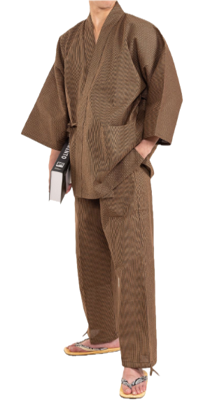 Sashiko Samue Cotton Superior – Navy / Brown / Gray – Made in Japan