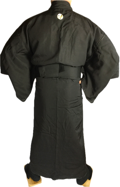 Obi Yukata Kimono One Touch Belt – Black Cotton with Integrated Velcro – Made in Japan