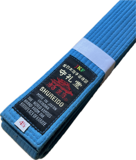 Shureido Blue Karate Belt - Kumite JKF Size 4.5 (280 cm)