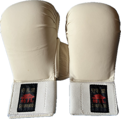 Shureido Karate Practice Fist Protectors White Synthetic leather Size M