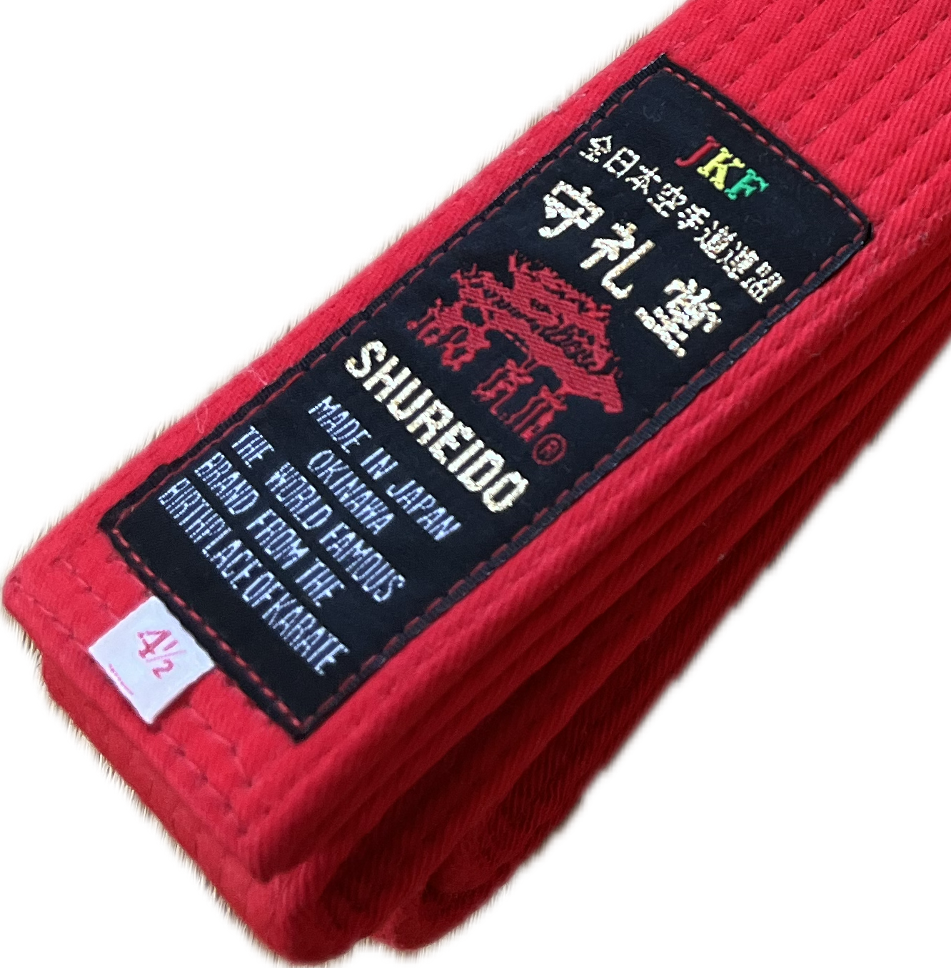 Shureido Red Karate Belt - Kumite JKF Size 4.5 (280 cm)