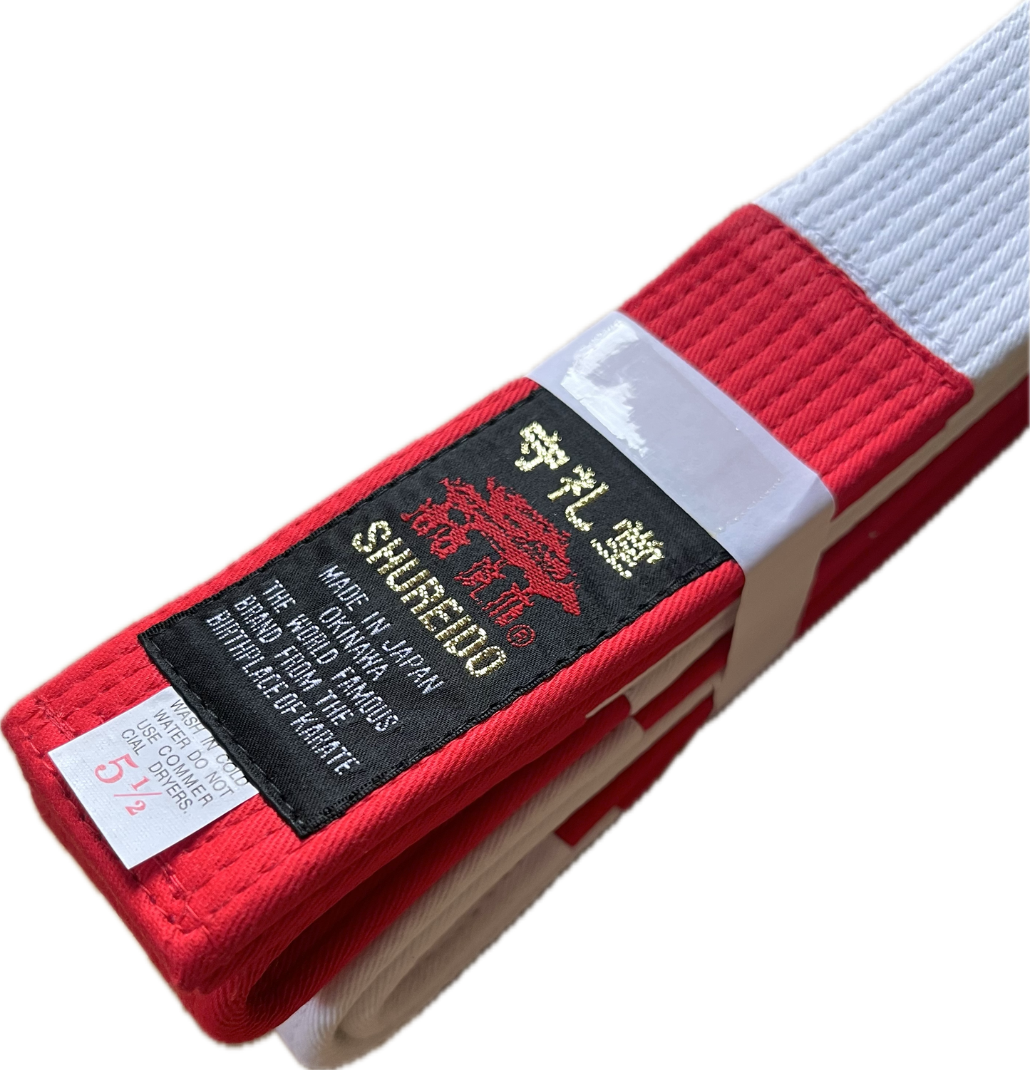 Shureido Red & White Karate Belt Thick Cotton for Shihan Size 5.5 (300cm)