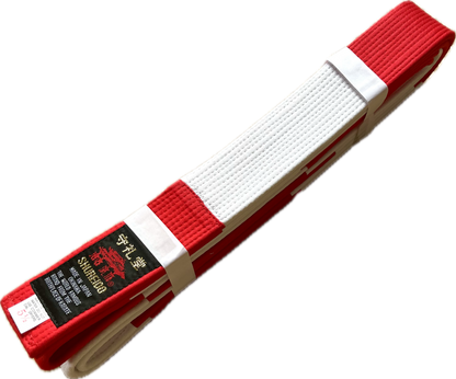 Shureido Red & White Karate Belt Thick Cotton for Shihan Size 5.5 (300cm)