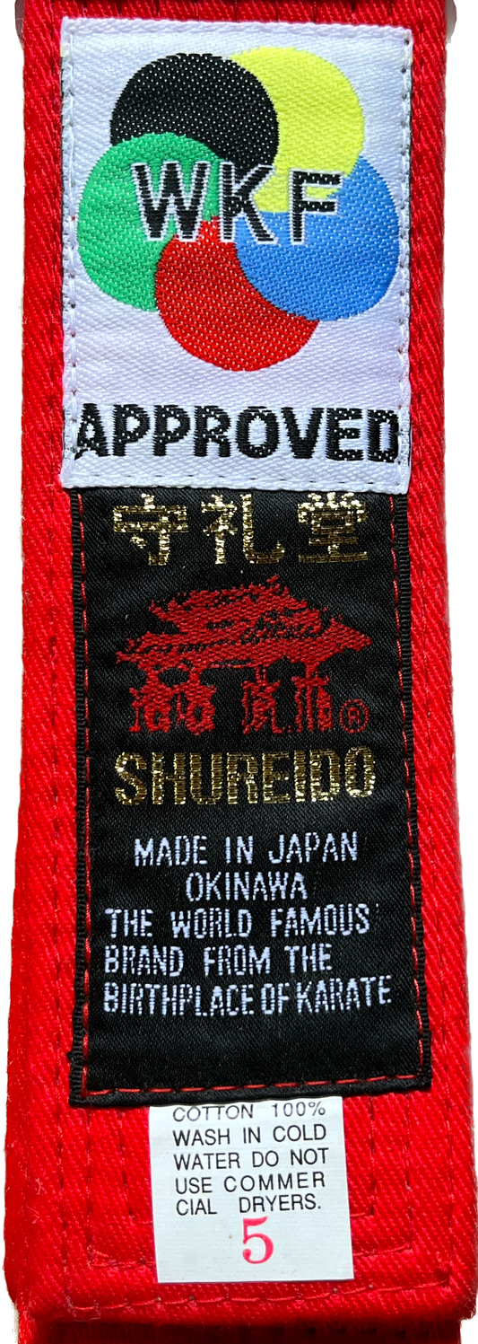 Shureido WKF Kumite Red Karate Belt Size 5 (290cm)