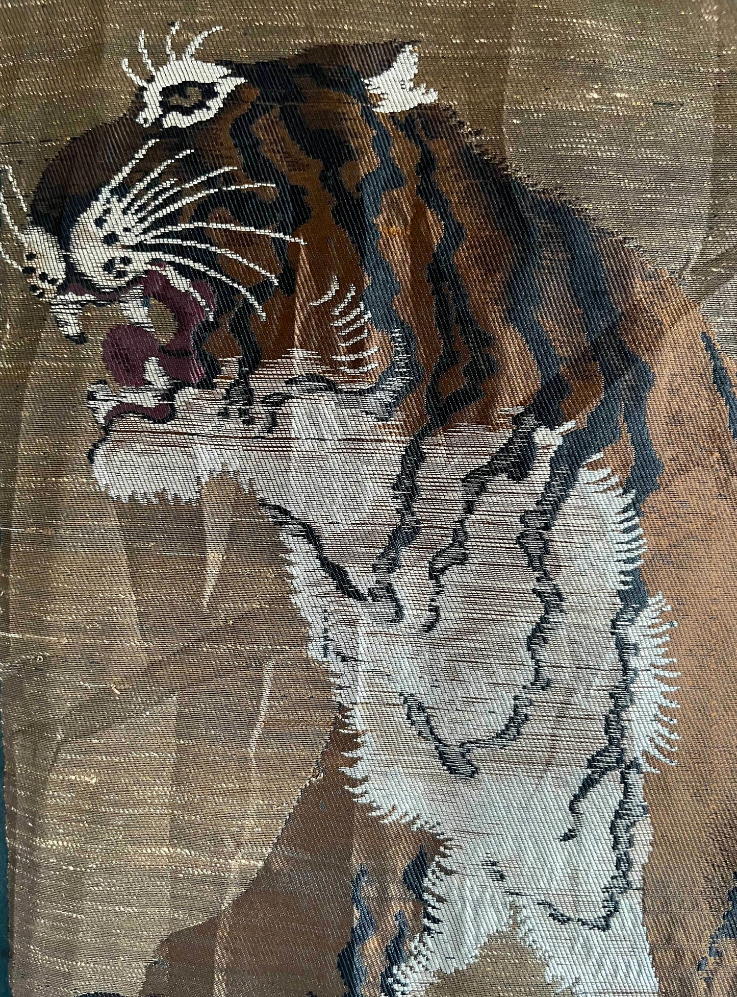 Men's Antique Japanese Haori Jacket Black Silk Mokkou Montsuki Dragon VS Tiger