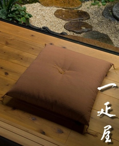 Traditional Japanese Brown Zabuton Meditation Mat 55×59 cm – Made in Japan
