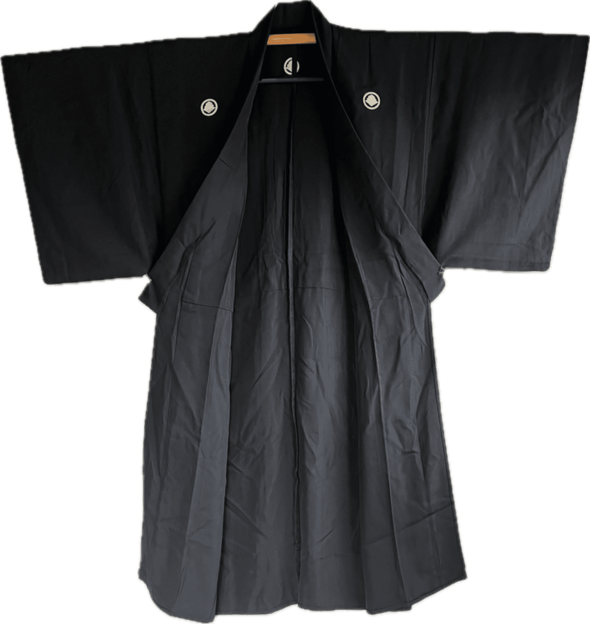 Traditional Japanese Montsuki Kimono Formal Montsuki for men – Black Silk Taffeta – Summer Edition