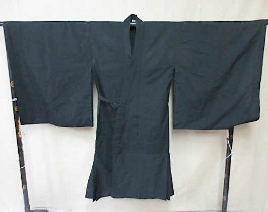 Traditional Black Silk Koromo Buddhist Monk Robe | Kyoto Antique Japan