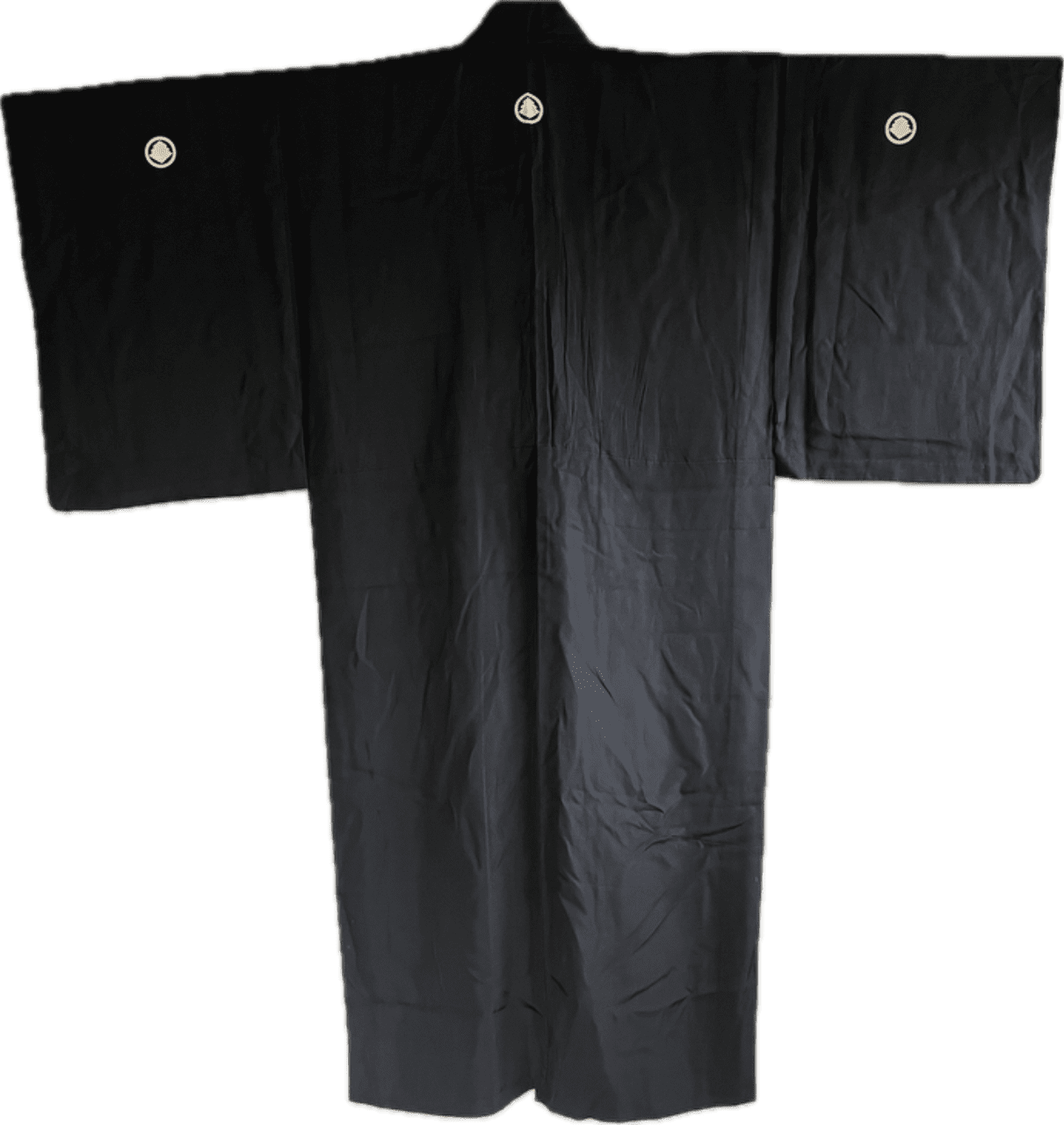 Traditional Japanese Montsuki Kimono Formal Montsuki for men – Black Silk Taffeta – Summer Edition