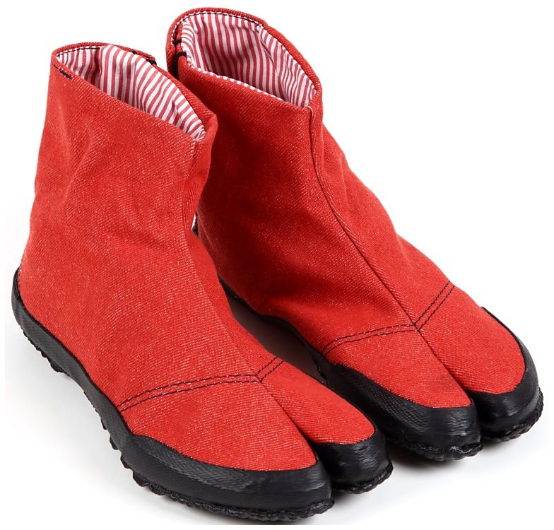 Wamon Red Jeans Denim Jika-Tabi Shoes 23cm (US 6) Handmade in Japan