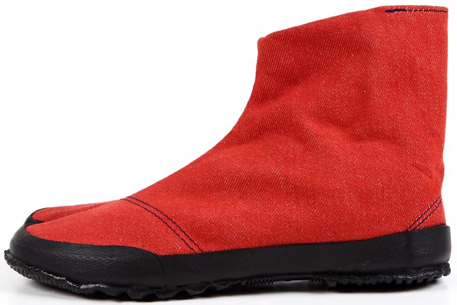 Wamon Red Jeans Denim Jika-Tabi Shoes 23cm (US 6) Handmade in Japan