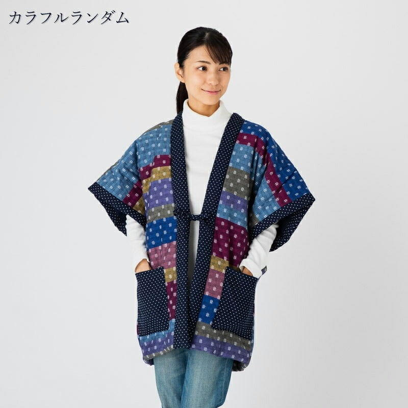 Women’s Winter Hanten Jacket Colorful Random Patchwork  Made in Japan