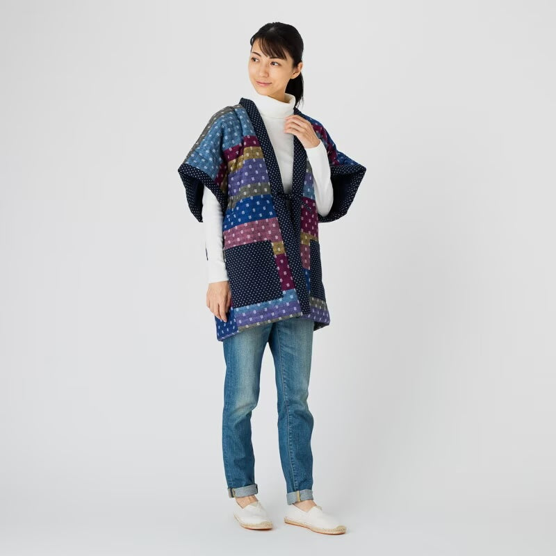 Women’s Winter Hanten Jacket Colorful Random Patchwork  Made in Japan
