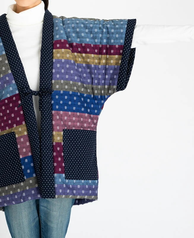 Women’s Winter Hanten Jacket Colorful Random Patchwork  Made in Japan
