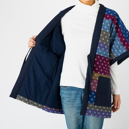 Women’s Winter Hanten Jacket Colorful Random Patchwork  Made in Japan