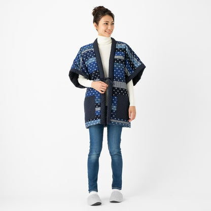 Women’s Winter Hanten Jacket Navy Random Patchwork  Made in Japan