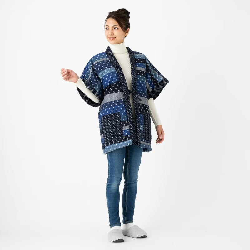 Women’s Winter Hanten Jacket Navy Random Patchwork  Made in Japan