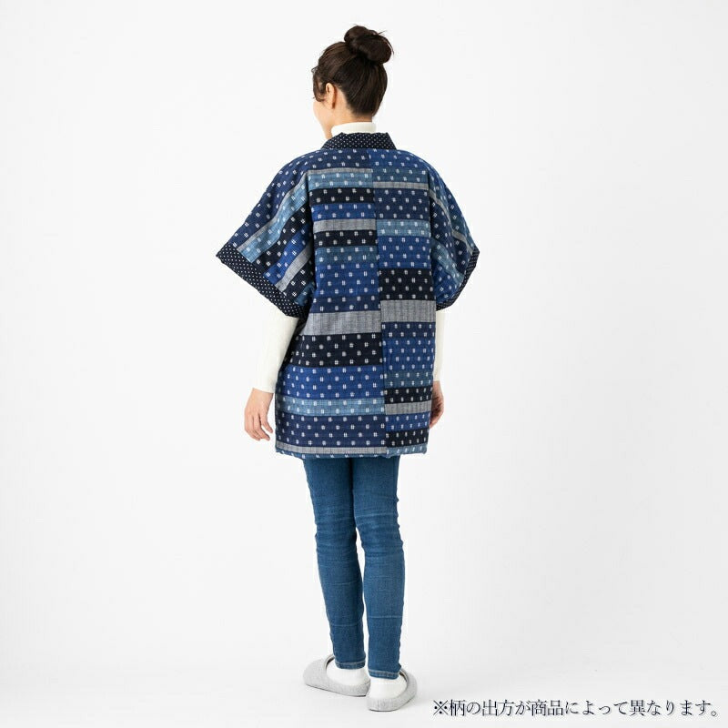 Women’s Winter Hanten Jacket Navy Random Patchwork  Made in Japan