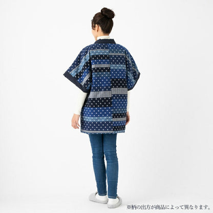 Women’s Winter Hanten Jacket Navy Random Patchwork  Made in Japan