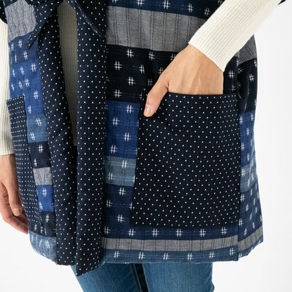 Women’s Winter Hanten Jacket Navy Random Patchwork  Made in Japan
