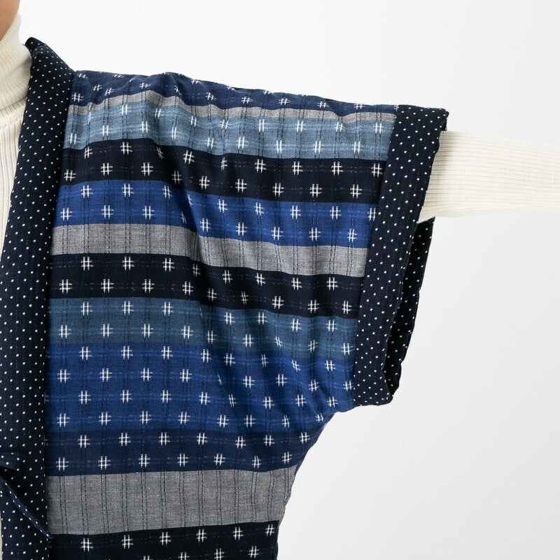 Women’s Winter Hanten Jacket Navy Random Patchwork  Made in Japan
