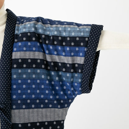 Women’s Winter Hanten Jacket Navy Random Patchwork  Made in Japan