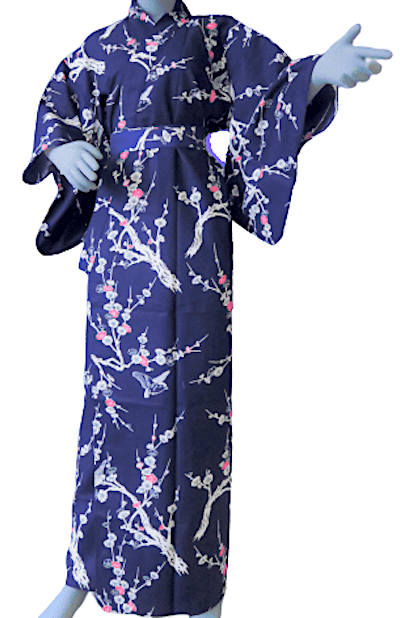 Women’s Yukata Ume – Japanese Plum Blossom Kimono – Made in Kyoto Japan
