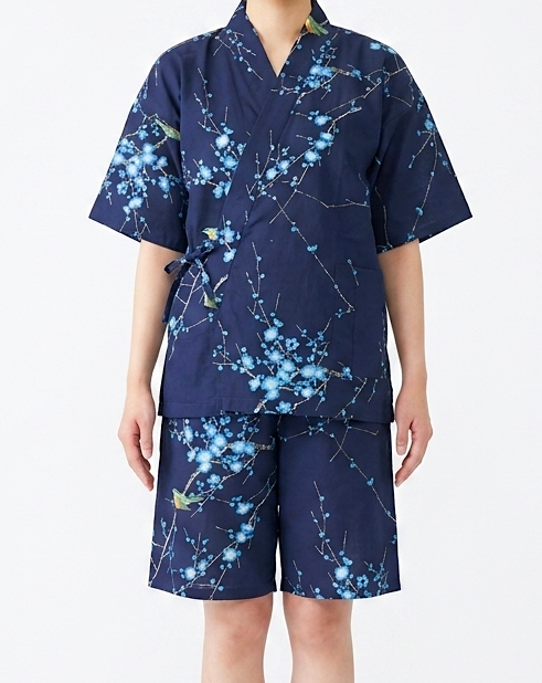 Women’s Jinbei “Ume Uguisu” Plum & Bush Warbler Made in Japan
