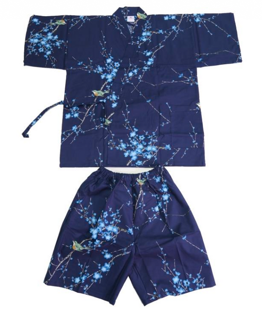 Women’s Jinbei “Ume Uguisu” Plum & Bush Warbler Made in Japan