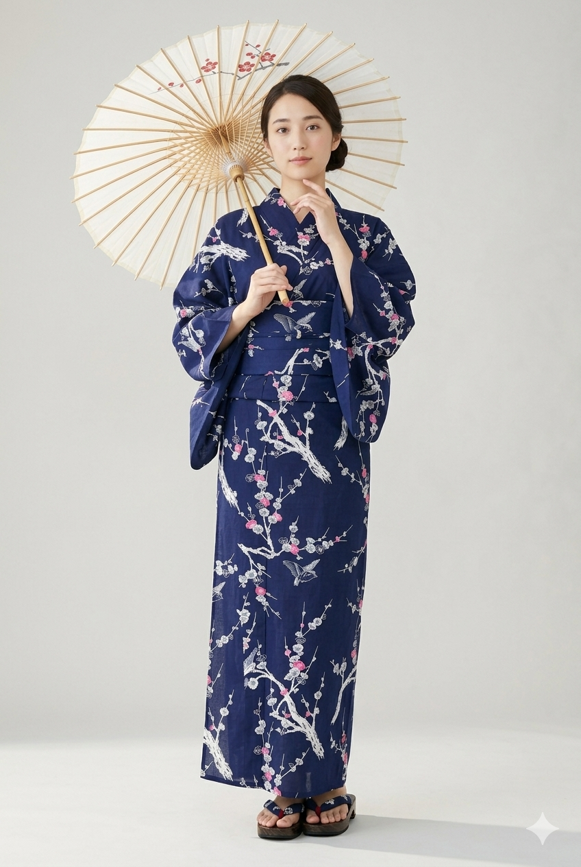 着物・浴衣 ume Women's Yukata Ume – Plum Blossom Bathrobe Kimono Made in Kyoto
